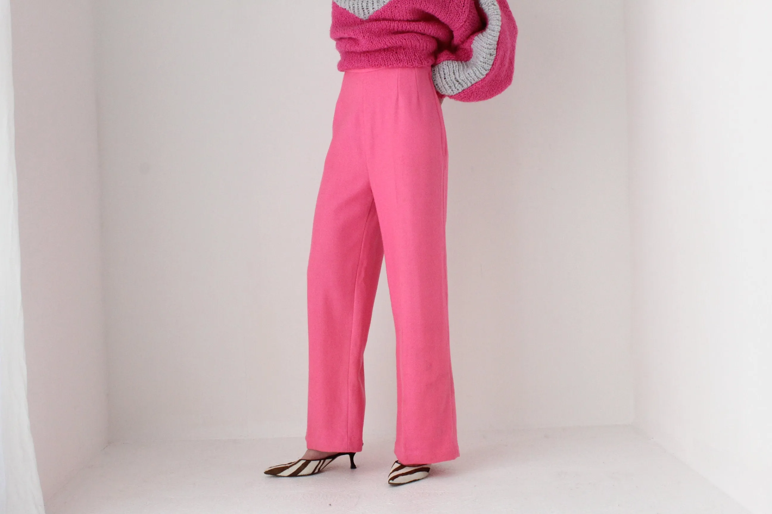 70s Bubblegum Pink High Waist Wide Leg Flares
