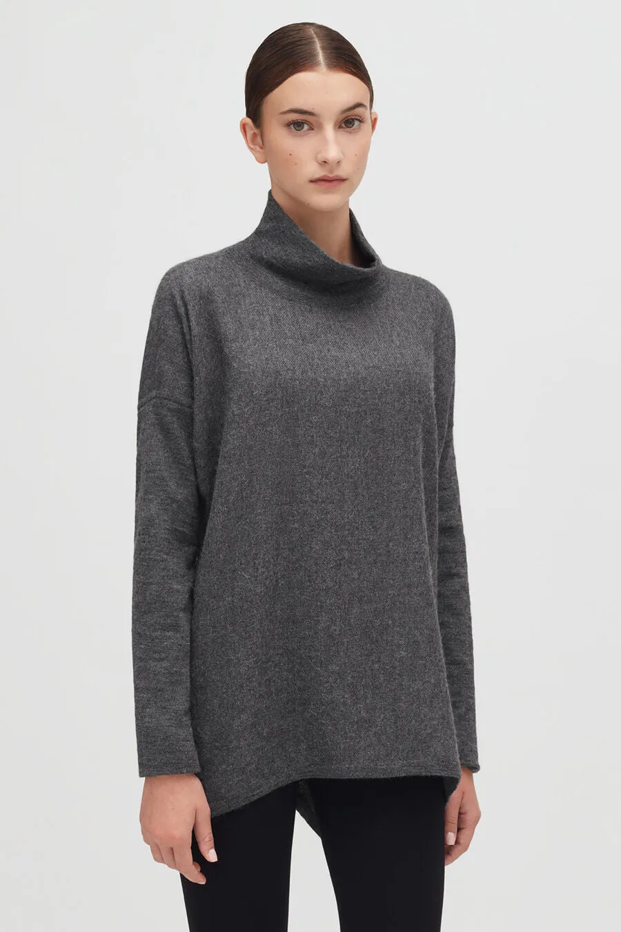Alpaca Open-Back Turtleneck Sweater