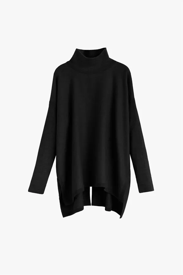 Alpaca Open-Back Turtleneck Sweater