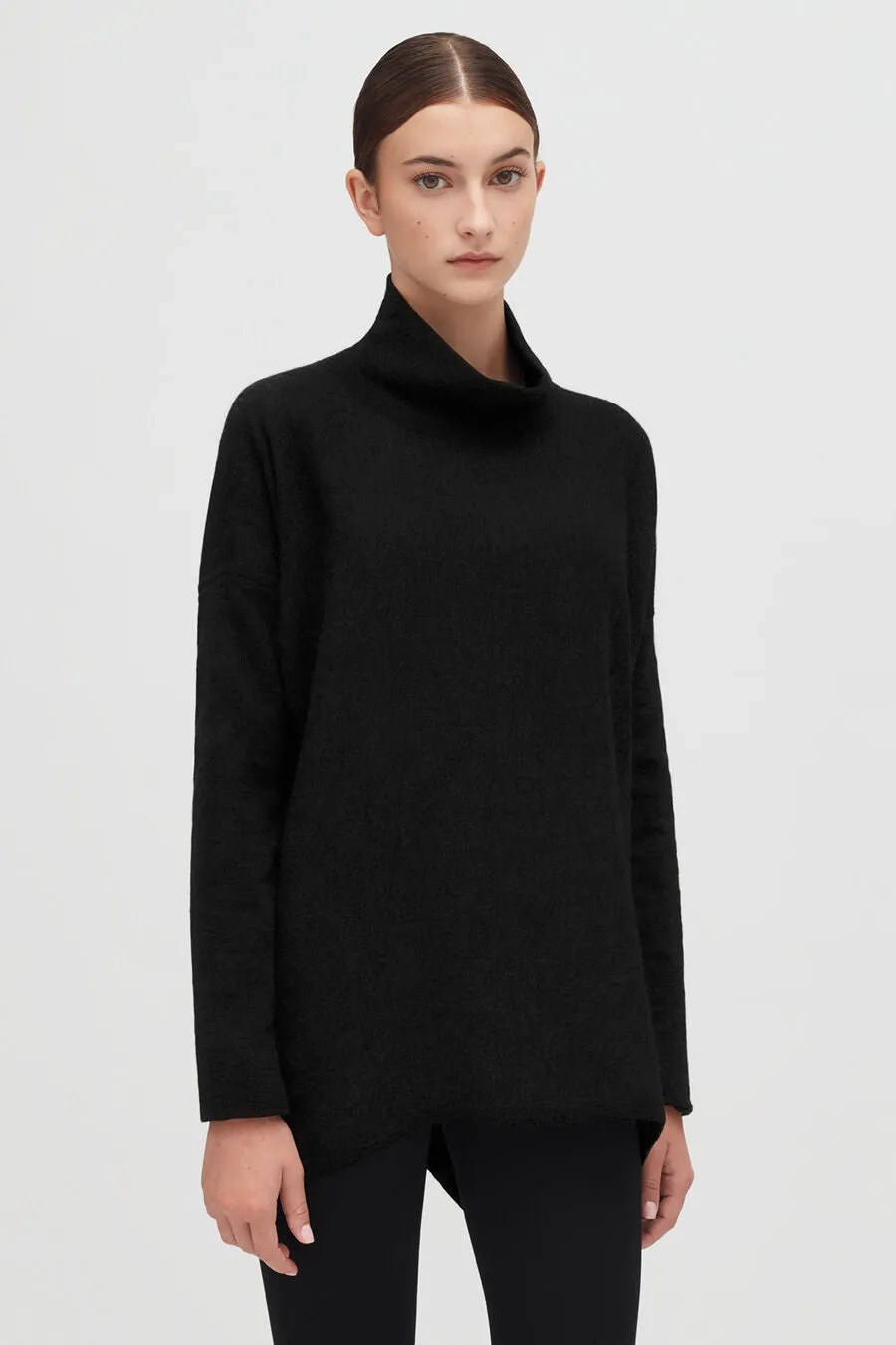 Alpaca Open-Back Turtleneck Sweater
