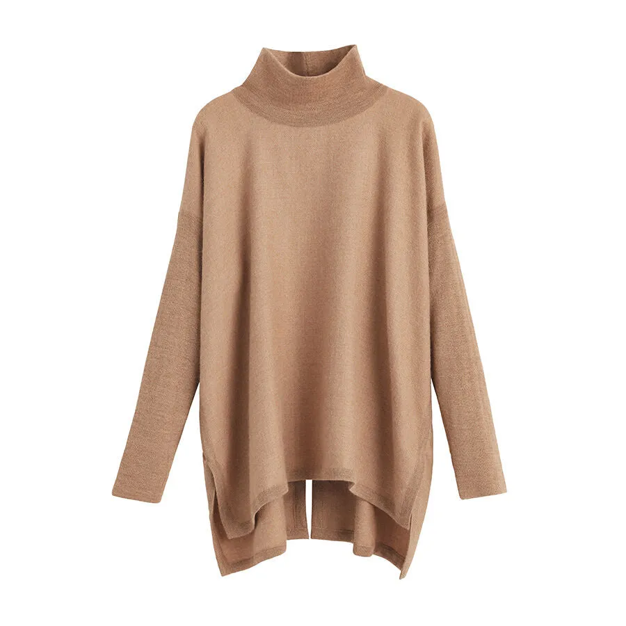 Alpaca Open-Back Turtleneck Sweater