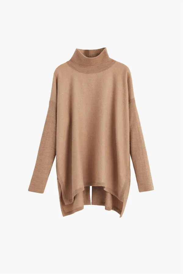 Alpaca Open-Back Turtleneck Sweater