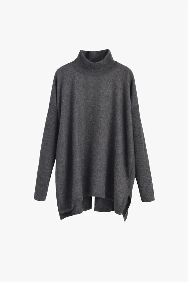 Alpaca Open-Back Turtleneck Sweater