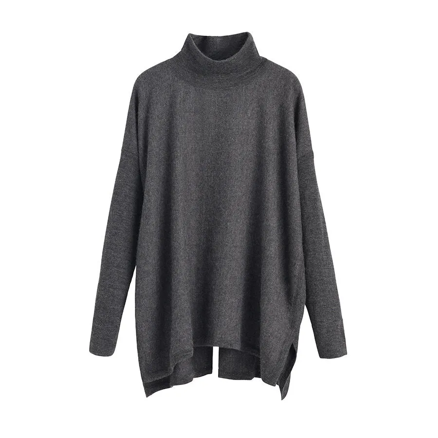 Alpaca Open-Back Turtleneck Sweater