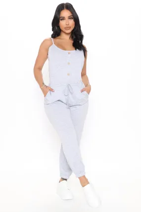 Always On Time Jumpsuit - Heather Grey