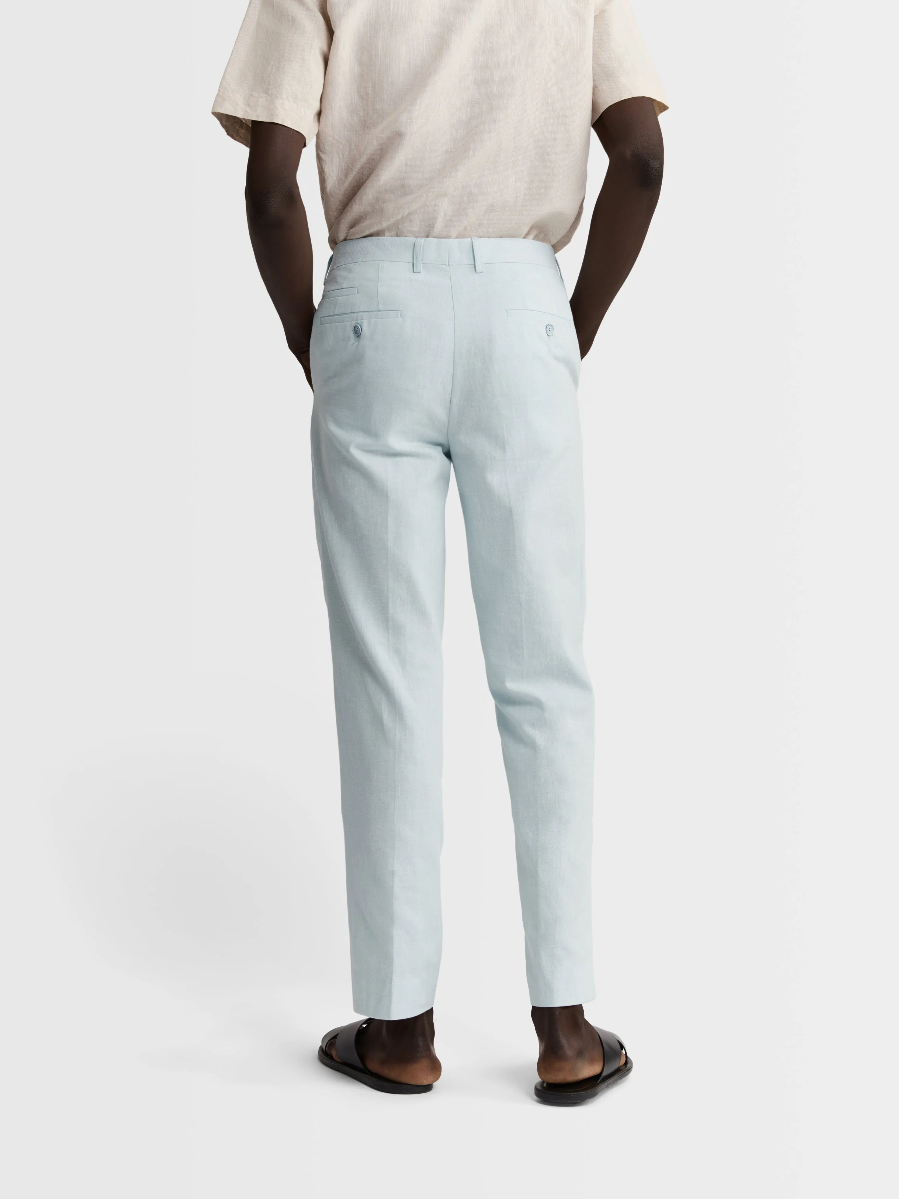 Archer Linen-Blend Slim Light Blue Suit Trouser