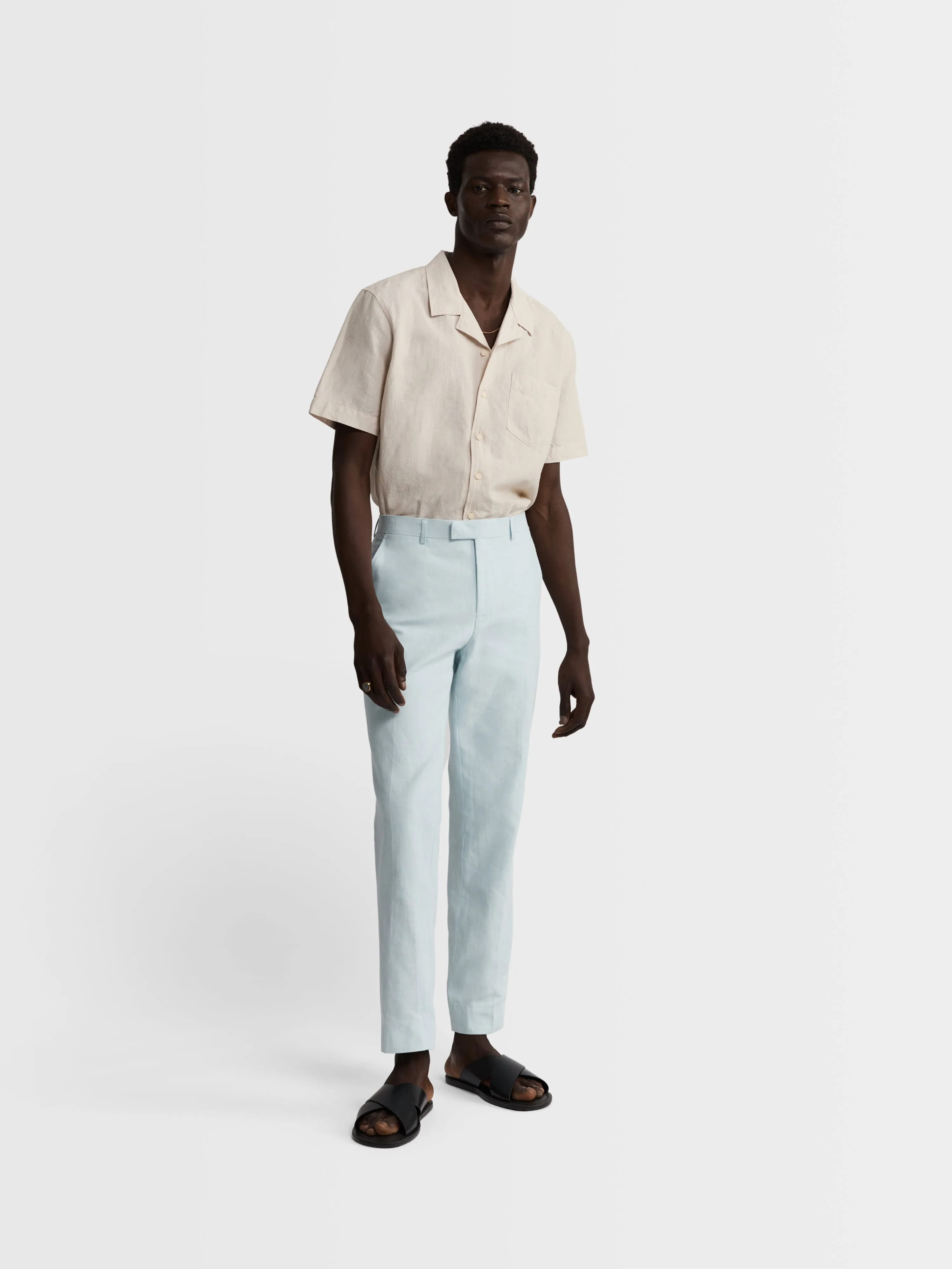 Archer Linen-Blend Slim Light Blue Suit Trouser