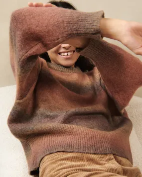 Baby Alpaca and Wool Sweater - Crewneck Tobacco Multicolor