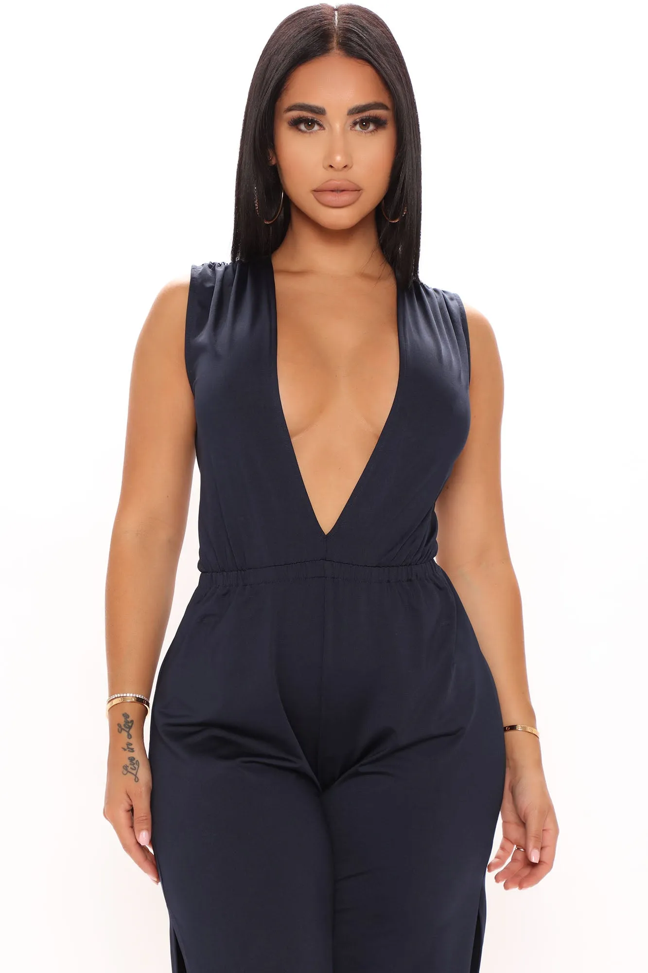 Back At It Jumpsuit - Navy