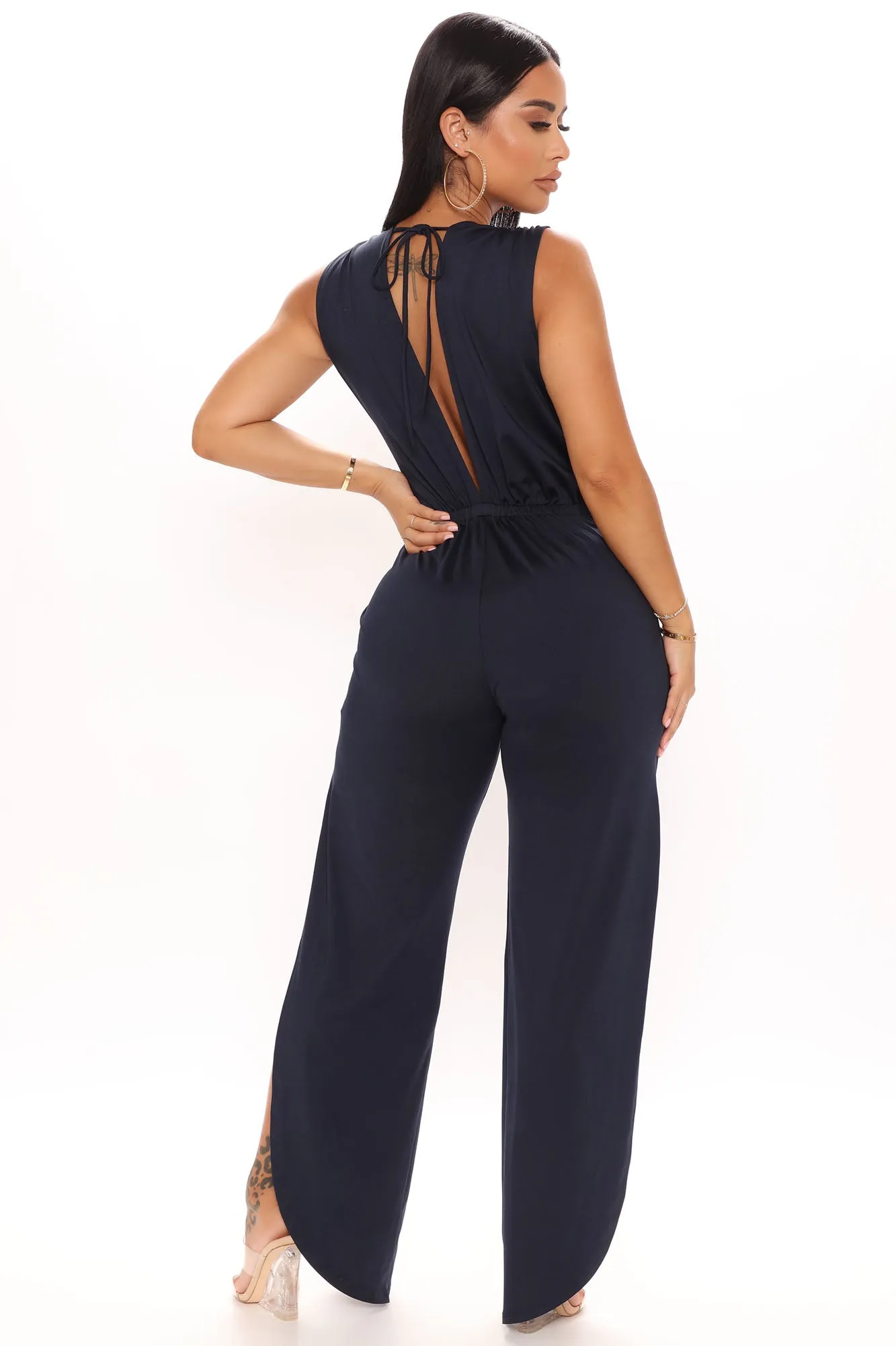 Back At It Jumpsuit - Navy