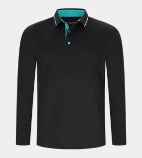 BAND LONG SLEEVE POLO - BLACK
