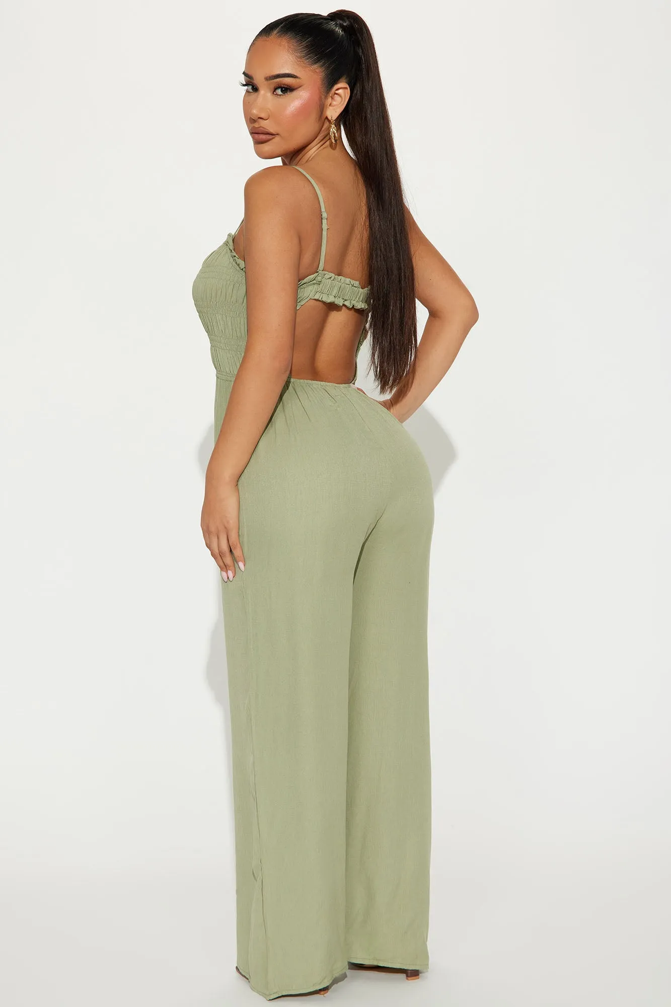Beachy Days Linen Jumpsuit - Olive