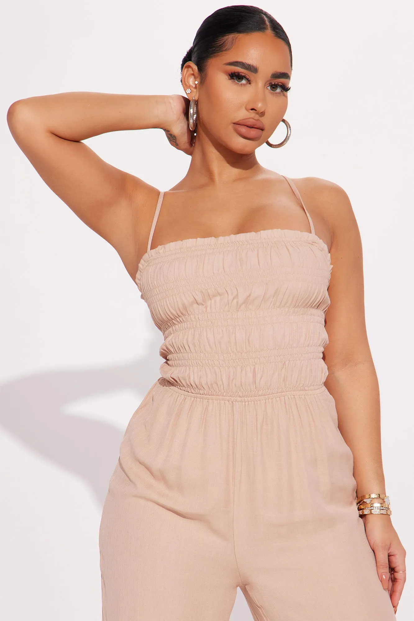 Beachy Days Linen Jumpsuit - Taupe