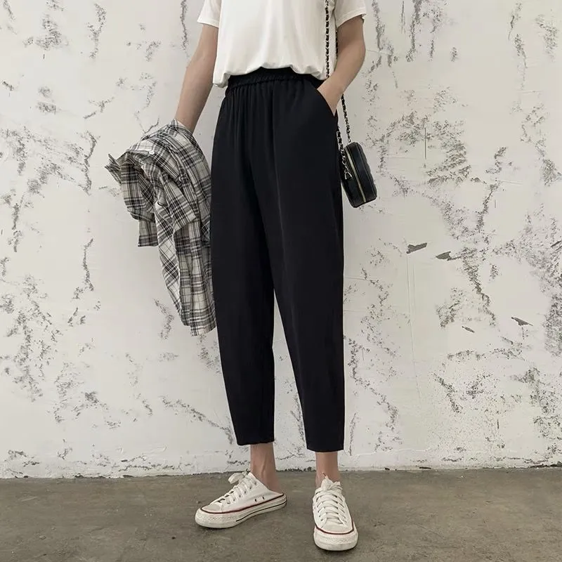 binfenxie-shop grunge outfits Niche Khaki Plaid Casual Trousers Women's Spring and Autumn American Retro High Waist Slimming Micro Flared Pants