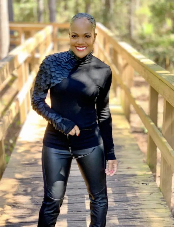 Black Butterfly | Long Sleeve Faux Leather Embellished Top