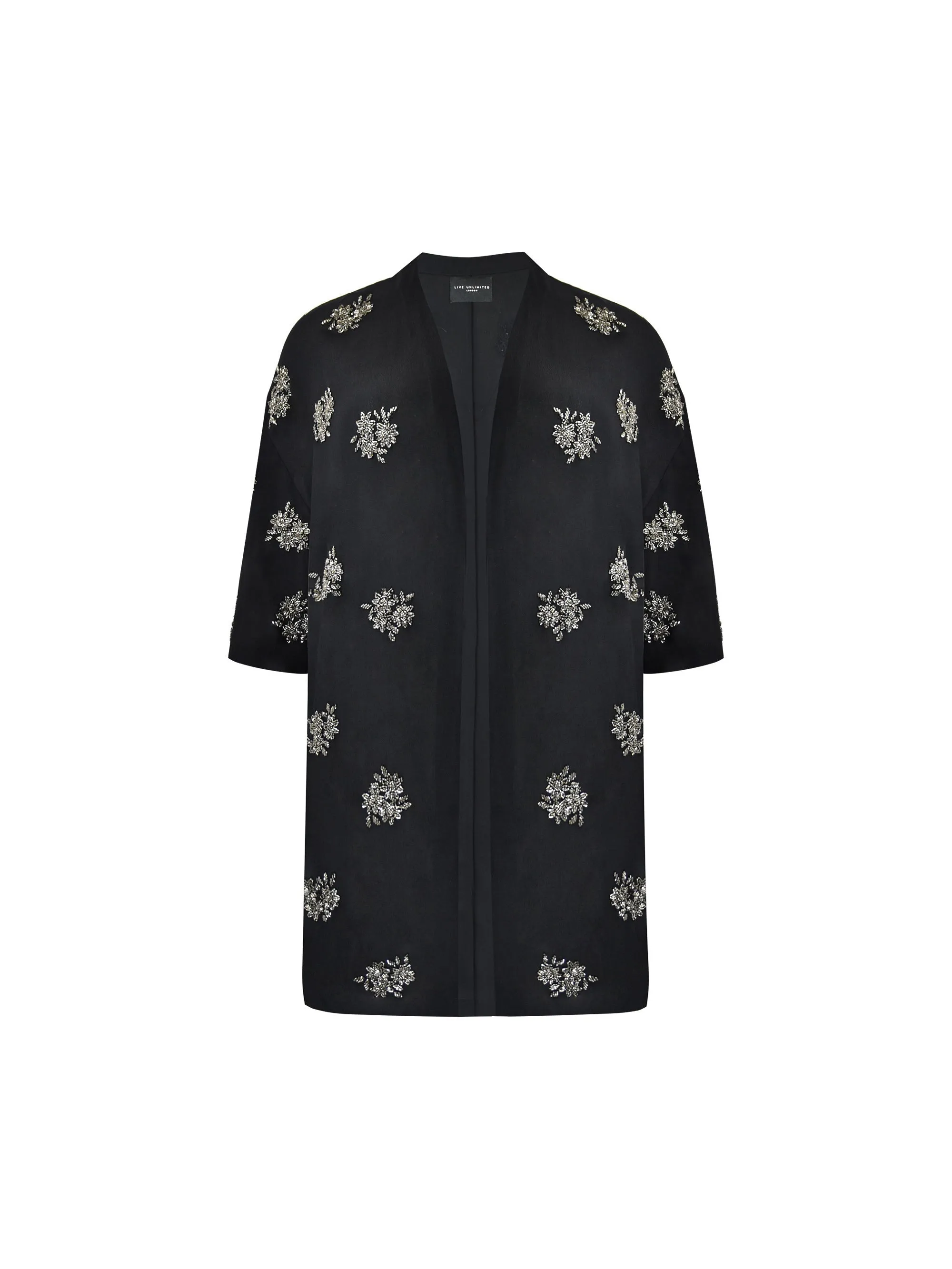 Black Embellished Beaded Edge To Edge Jacket