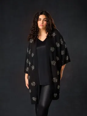 Black Embellished Beaded Edge To Edge Jacket