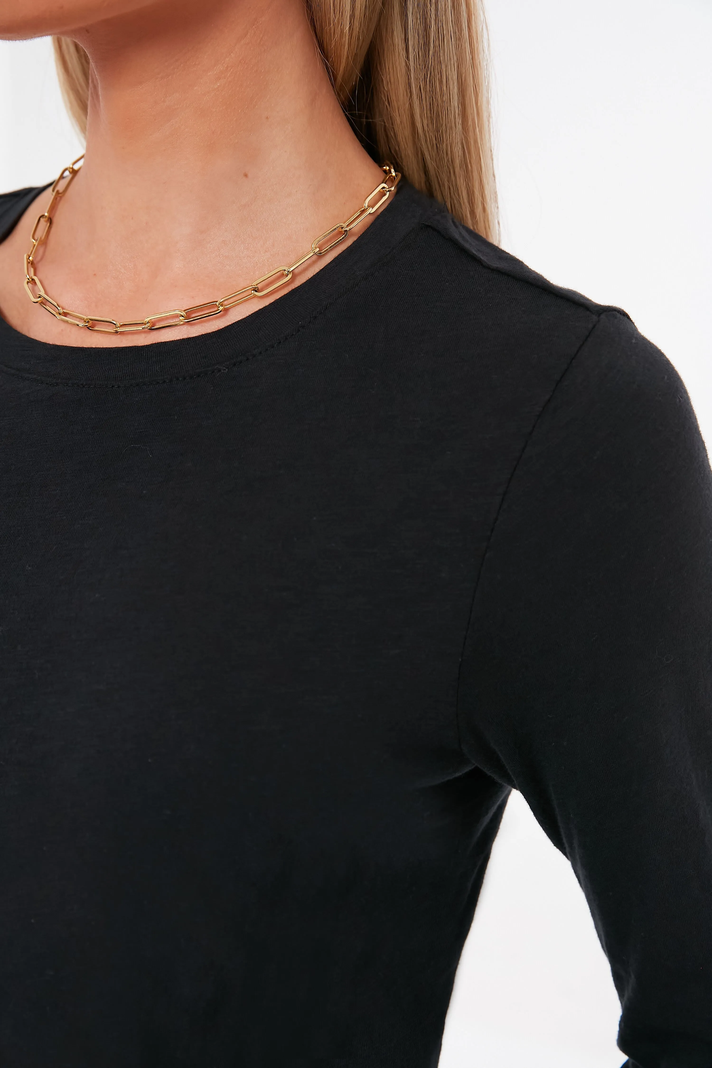 Black Modern Slub Long Sleeve Tee