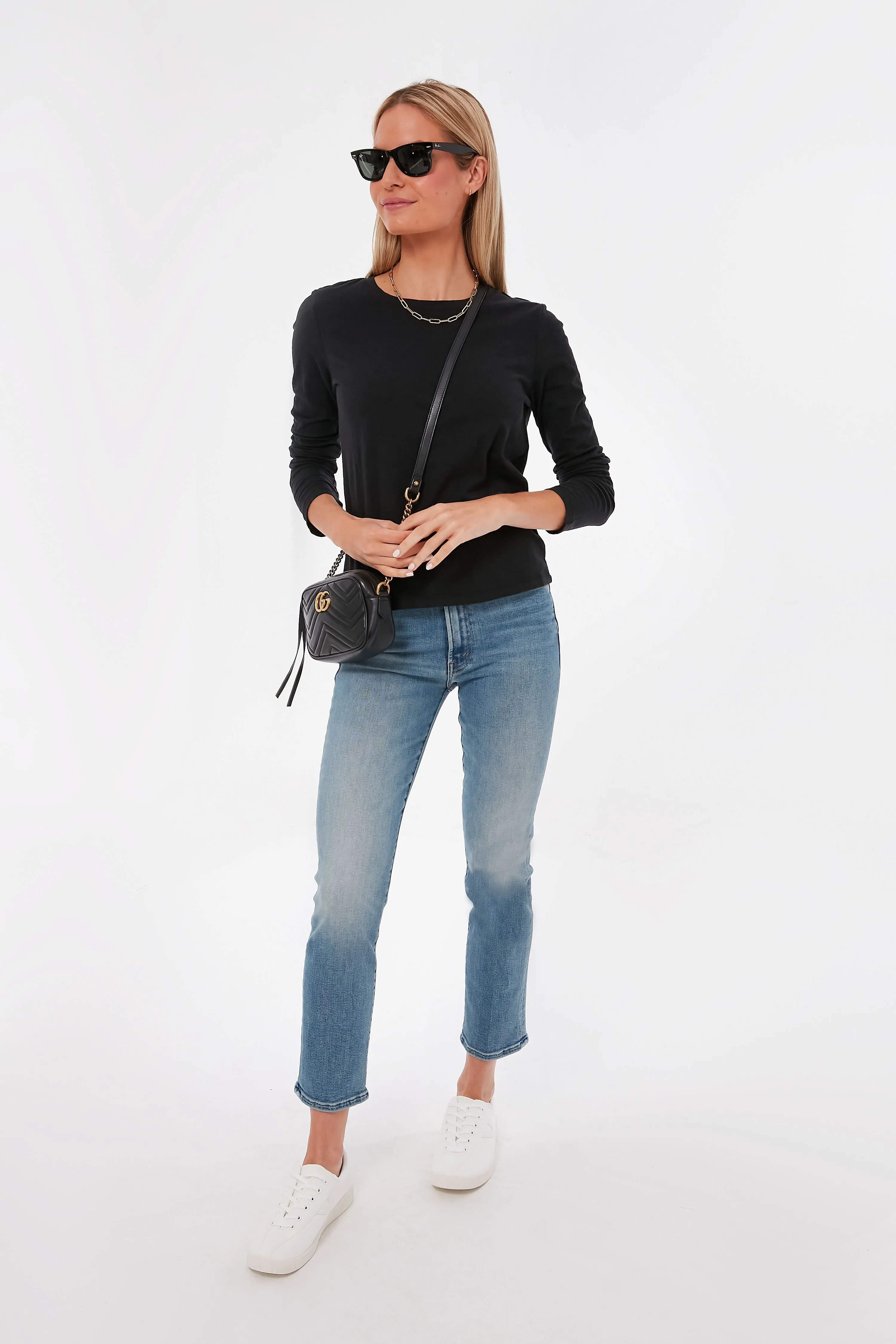 Black Modern Slub Long Sleeve Tee