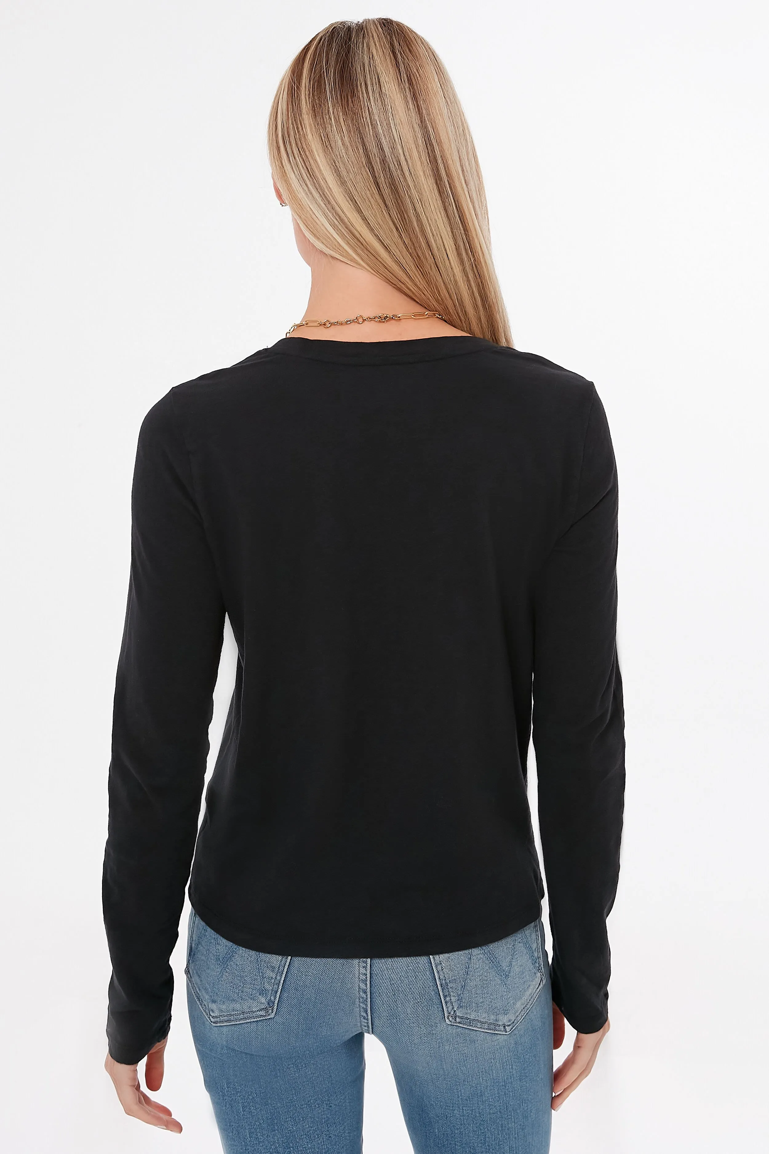 Black Modern Slub Long Sleeve Tee