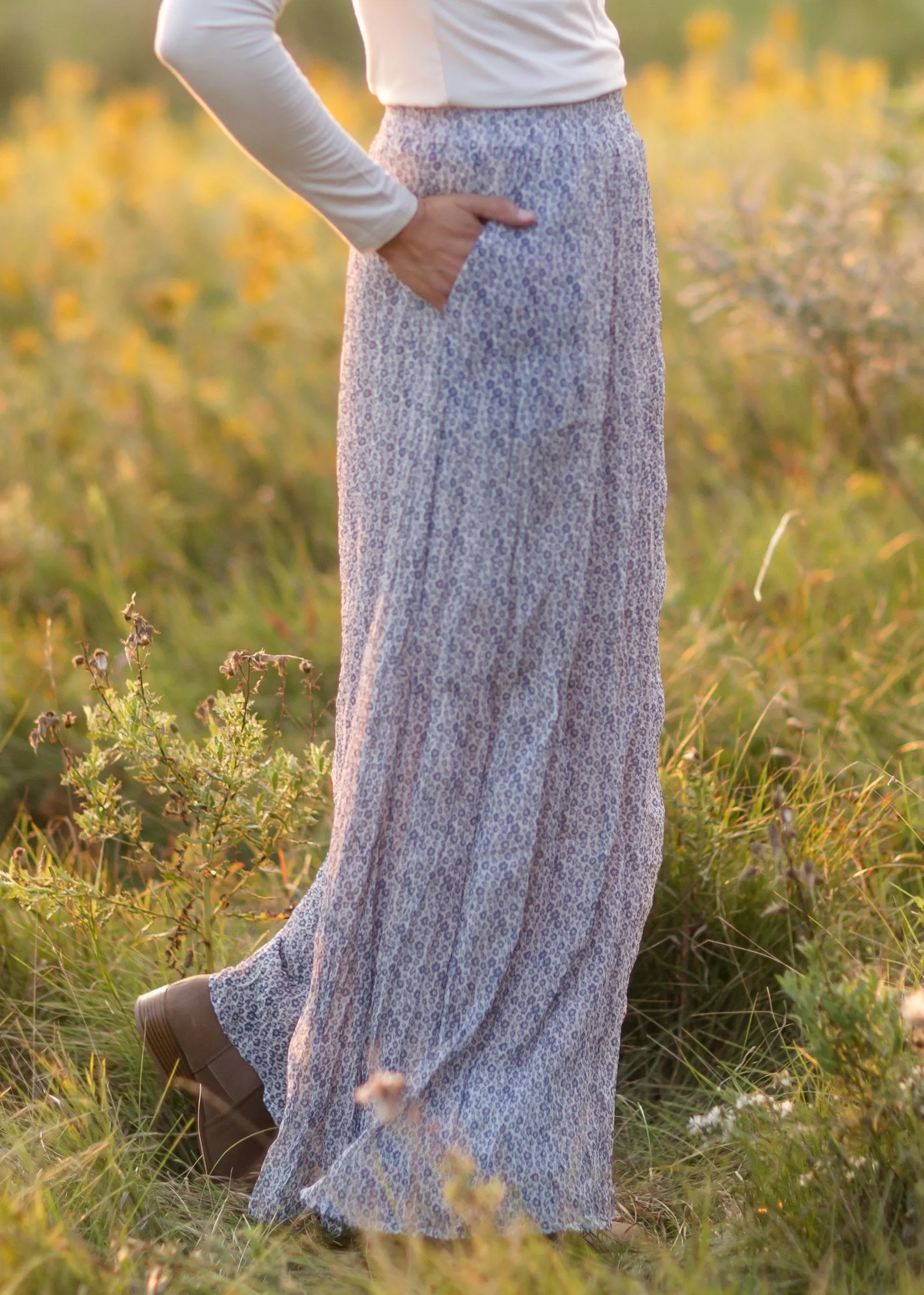 Blue Mirage Floral Maxi Skirt -FINAL SALE