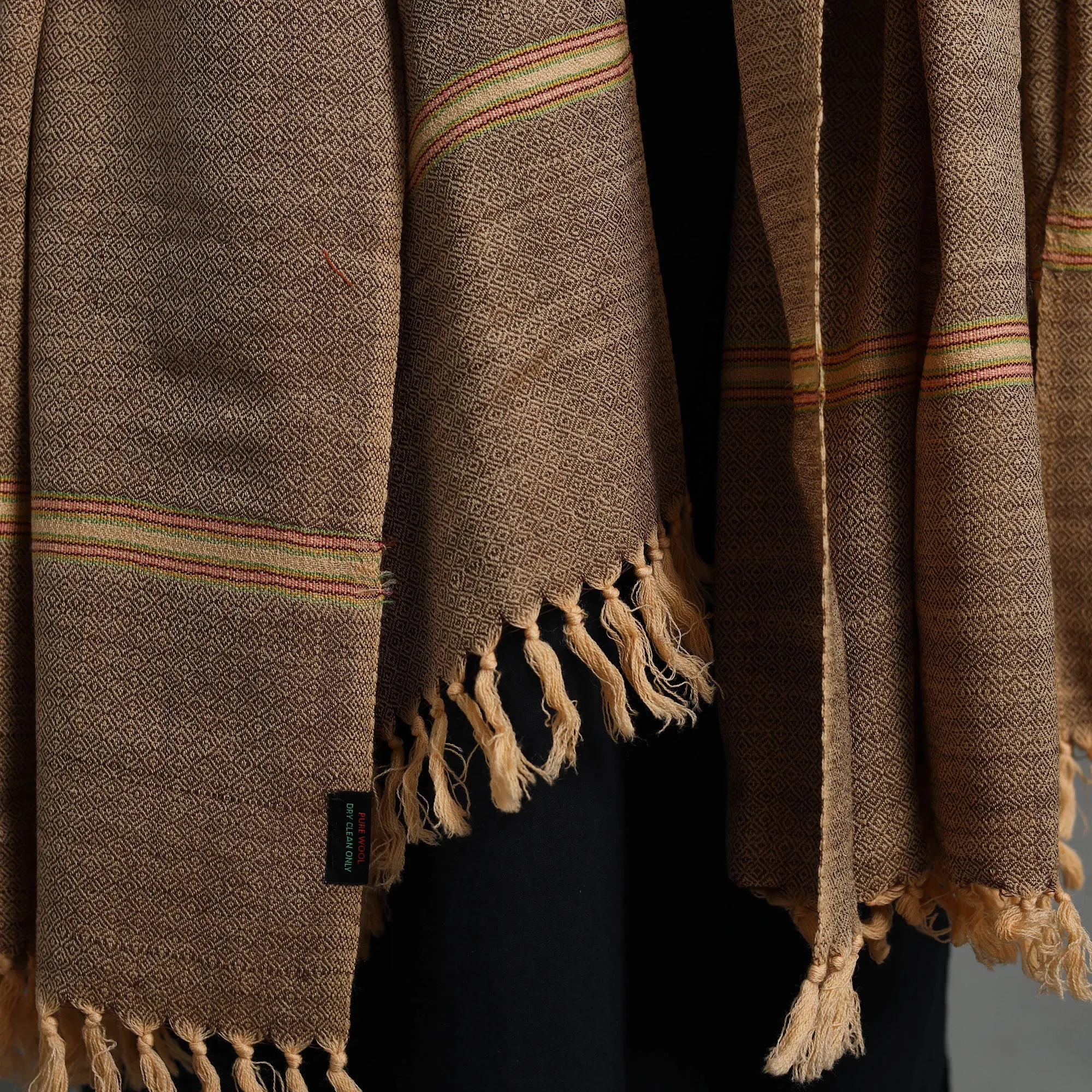 Brown - Kumaun Handwoven Pure Merino Wool Shawl for Women 66