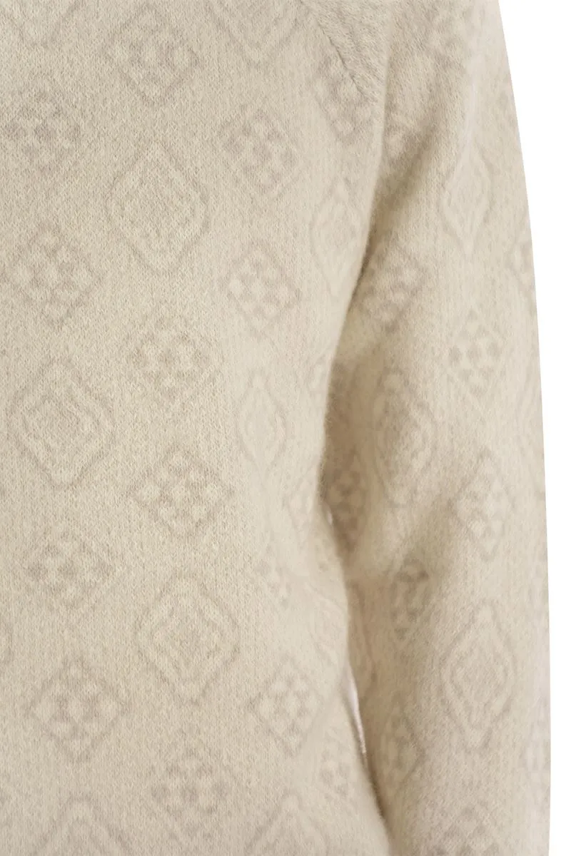 BRUNELLO CUCINELLI Luxury Geometric Jacquard Turtleneck Sweater