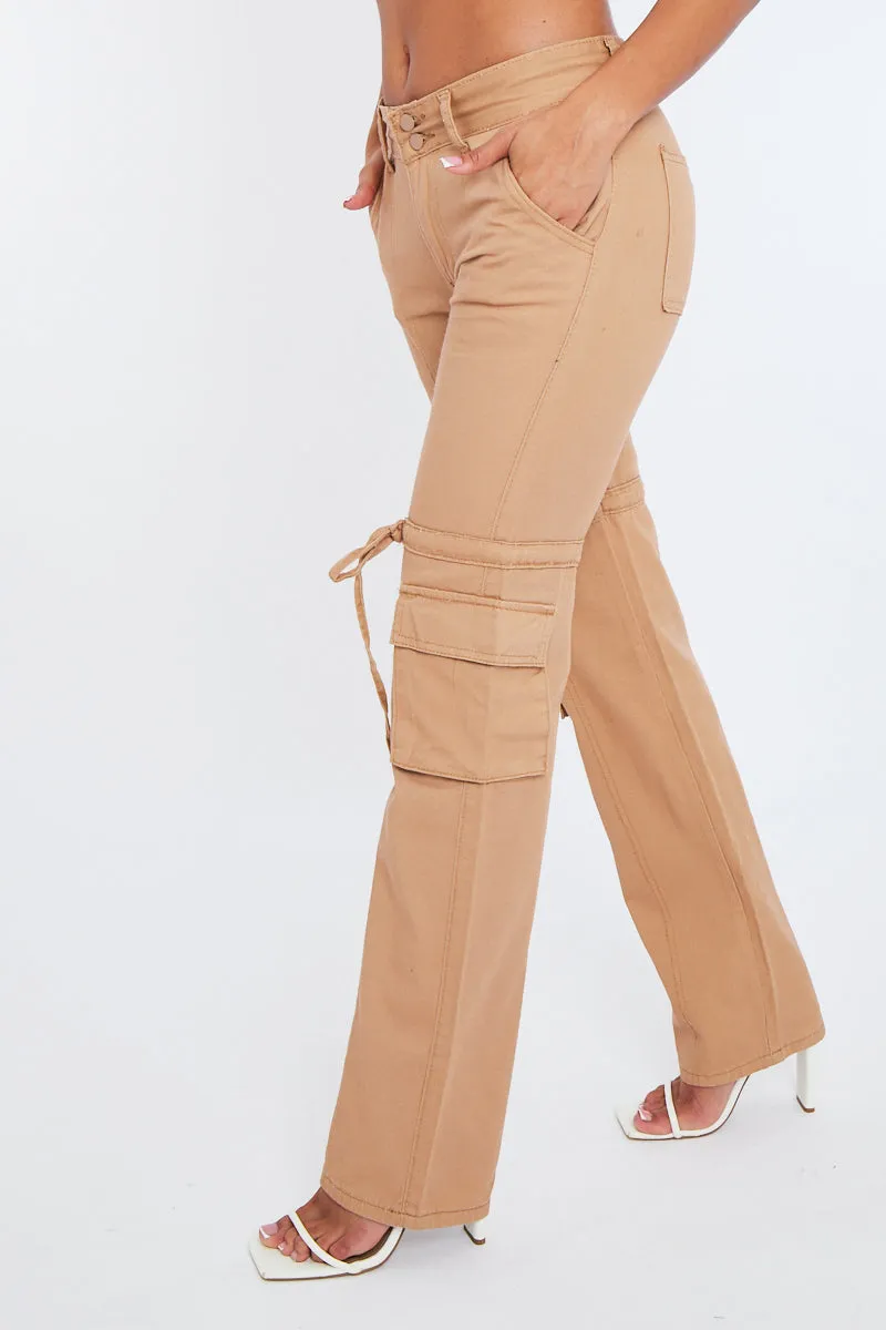 Camel Denim Cargo Trousers - Cindy