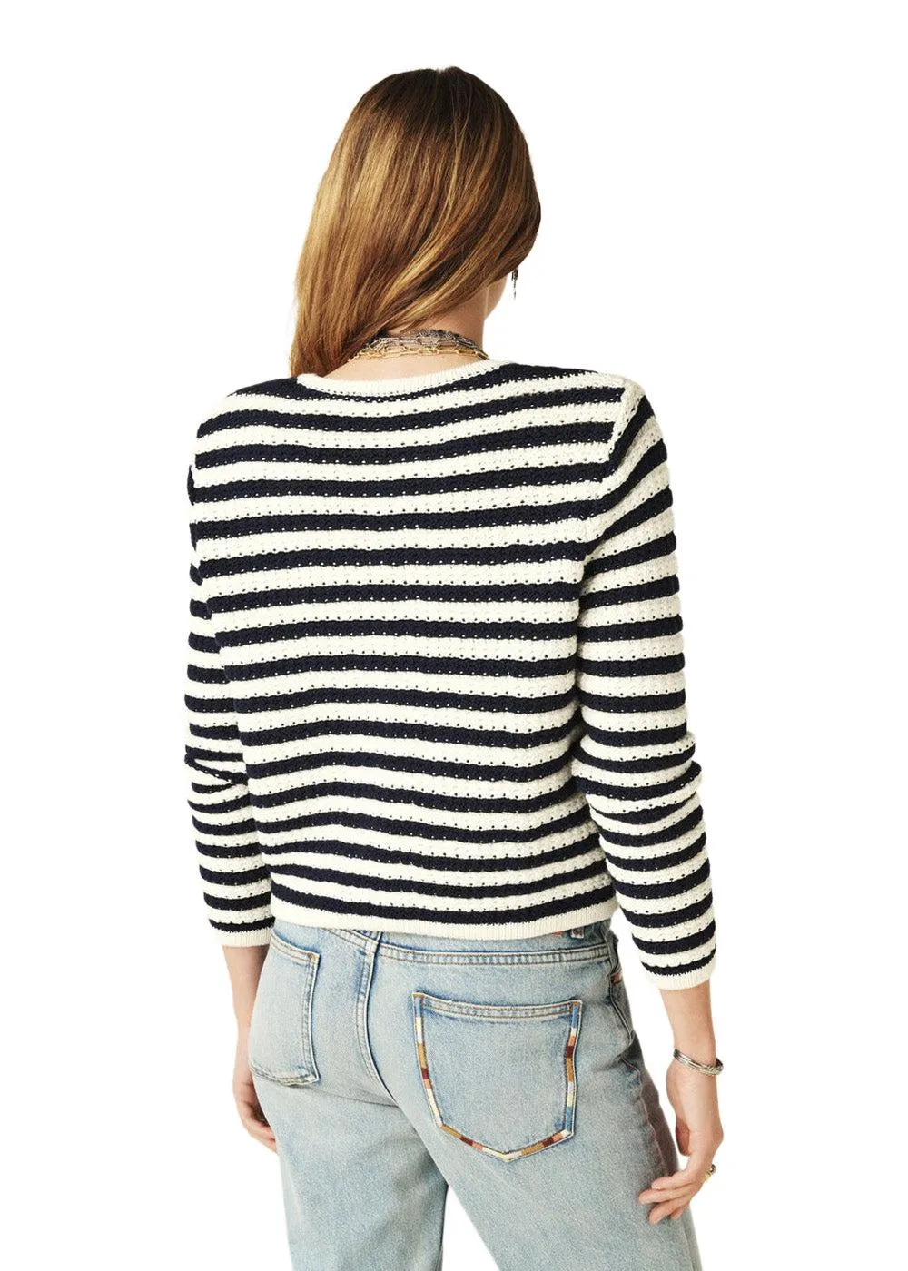 CARDIGAN GASPARD - Navy/White