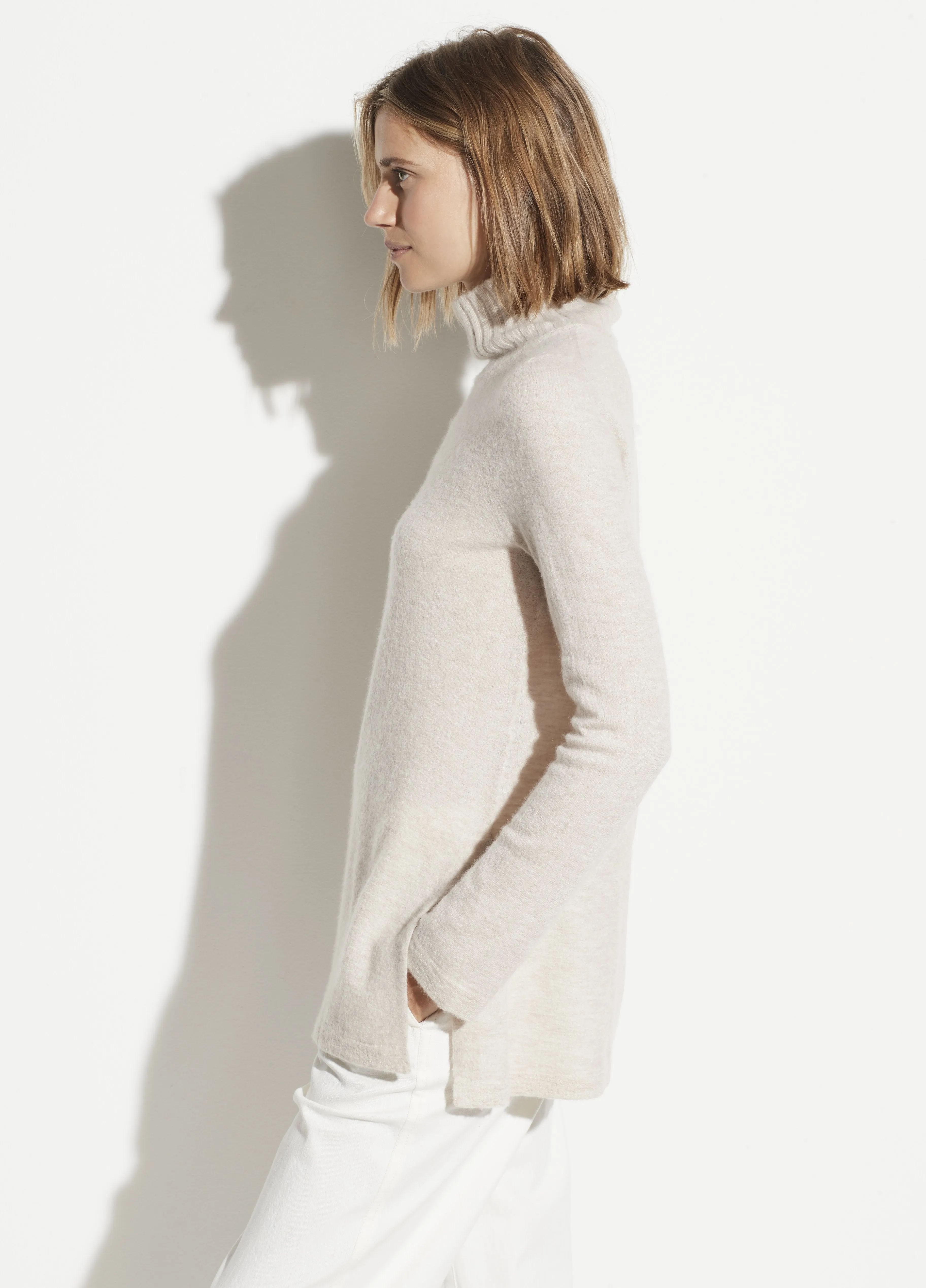 Cashmere Side Slit Tunic in Heather Dove Oat