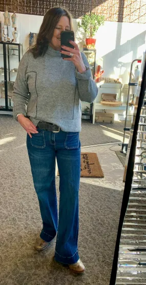 Charcoal Geometric Turtleneck Sweater - S to XL