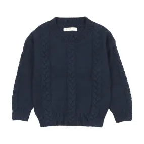 Coco Blanc Navy Cable Crew Sweater