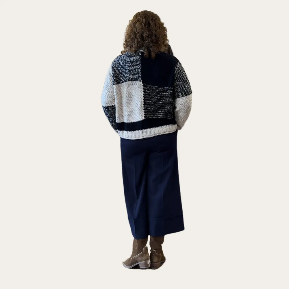 Colas Graphic Navy Blue Mesh Cardigan