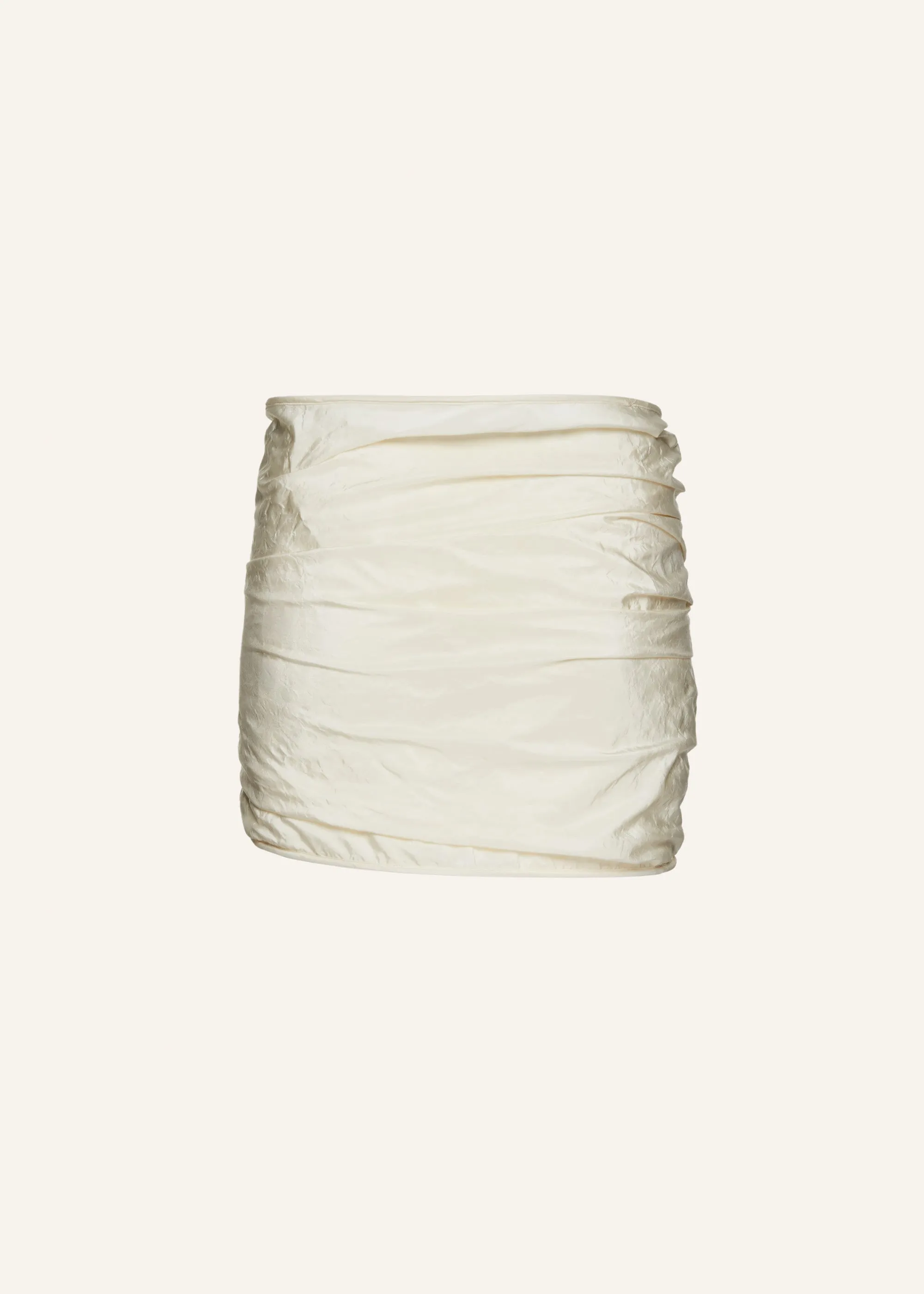 Crinkle taffeta rose mini skirt in cream