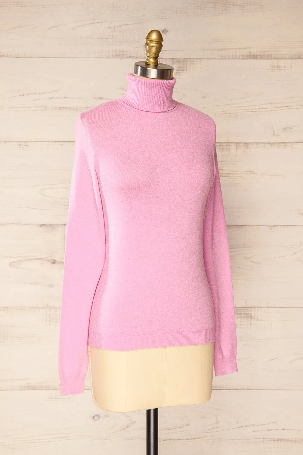 Derby Pink | Knit Turtleneck w/ Long Sleeves