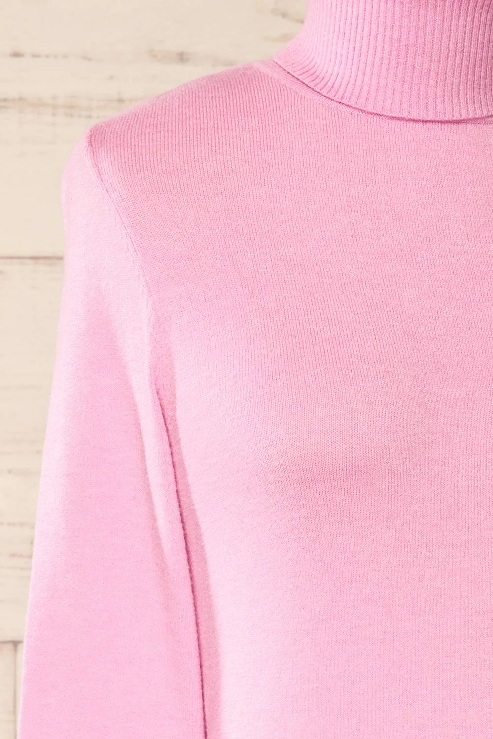 Derby Pink | Knit Turtleneck w/ Long Sleeves