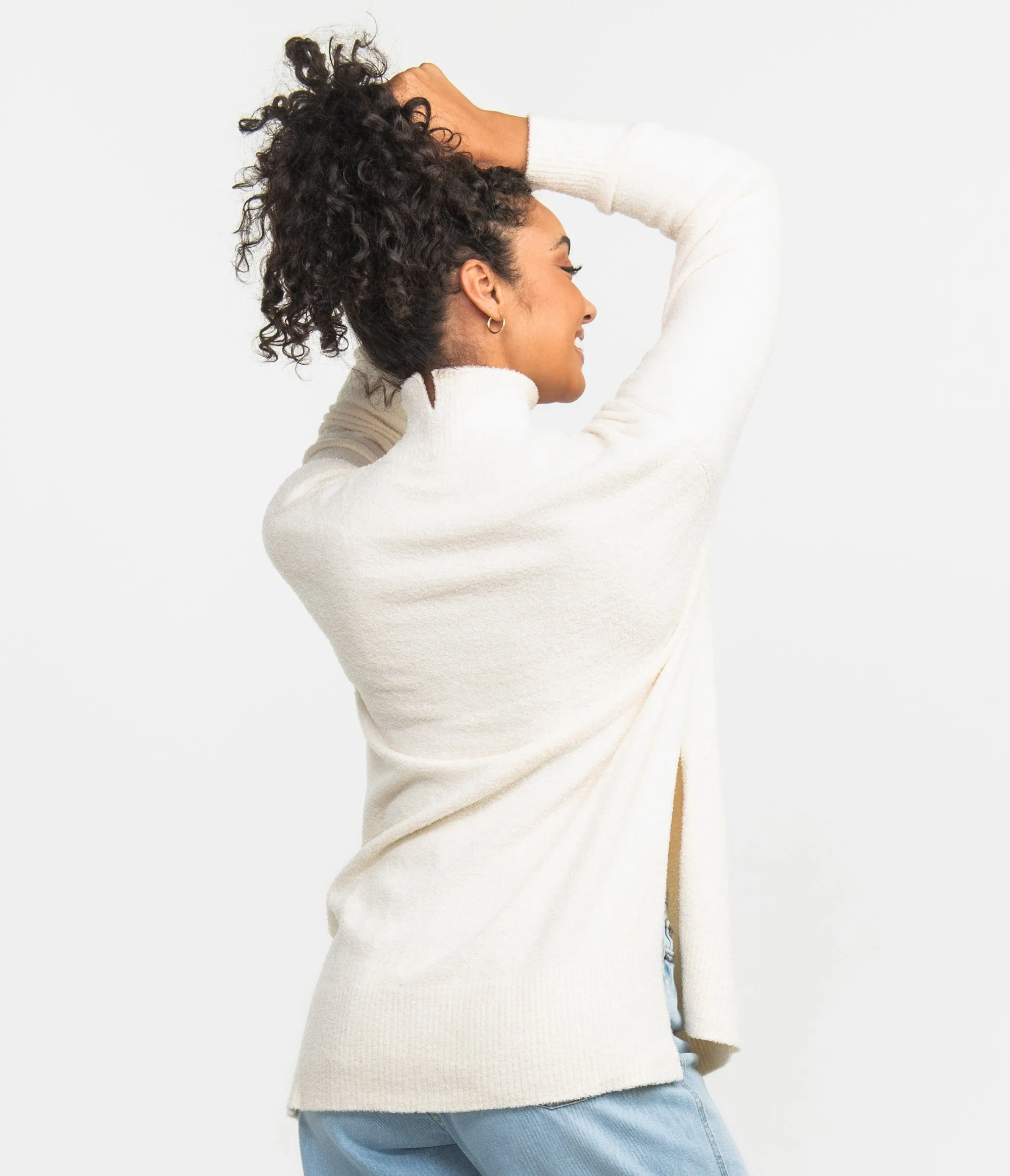 Dreamluxe Notched Turtleneck Sweater - Birch