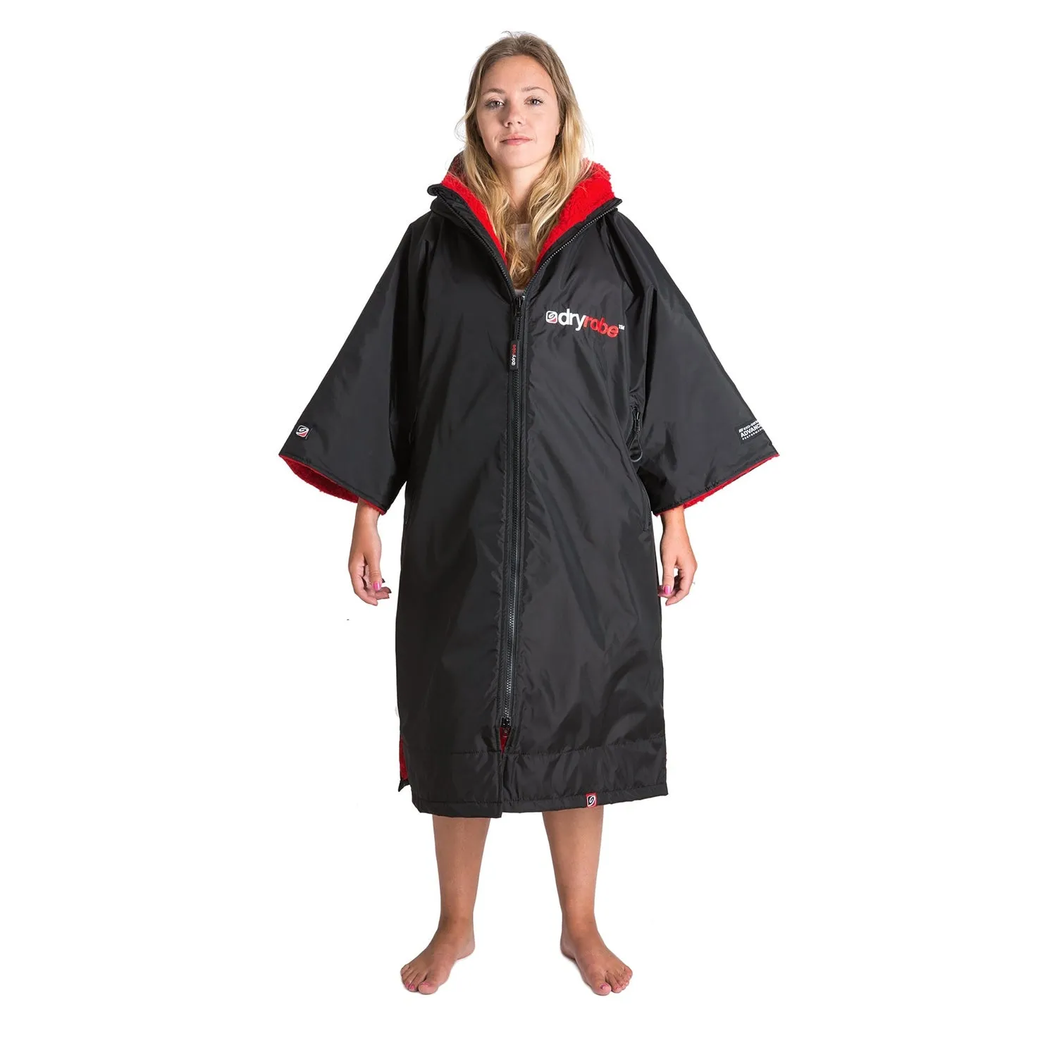 Dryrobe Advance Short Sleeve Changing Robe - Medium - Black/Red