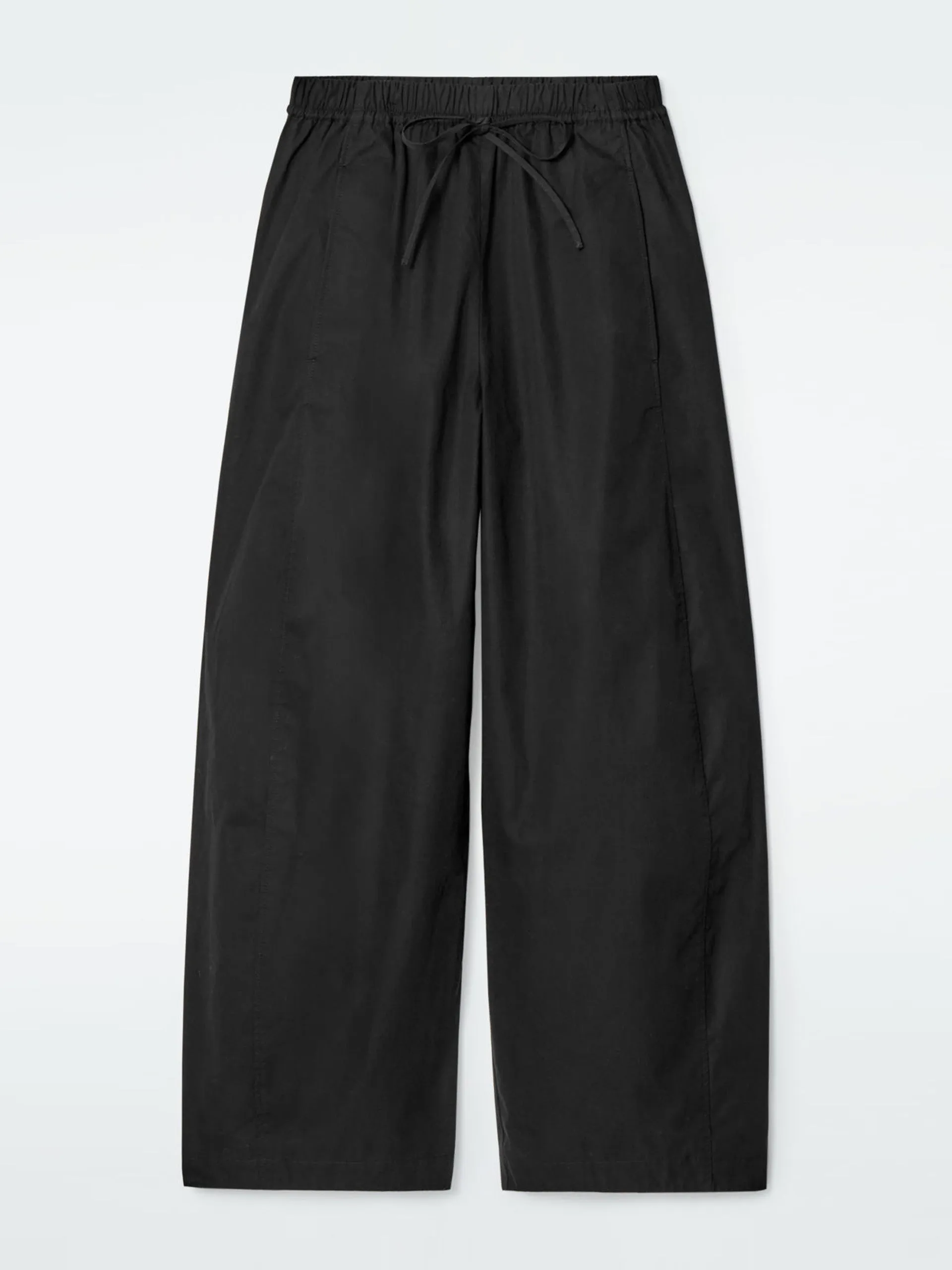 Elasticated barrel-leg trousers