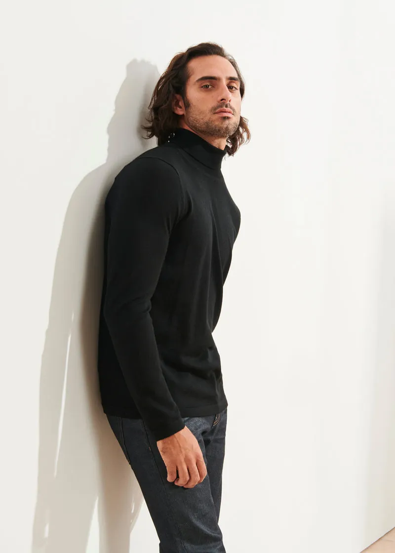 EXTRA-FINE MERINO TURTLENECK - BLACK
