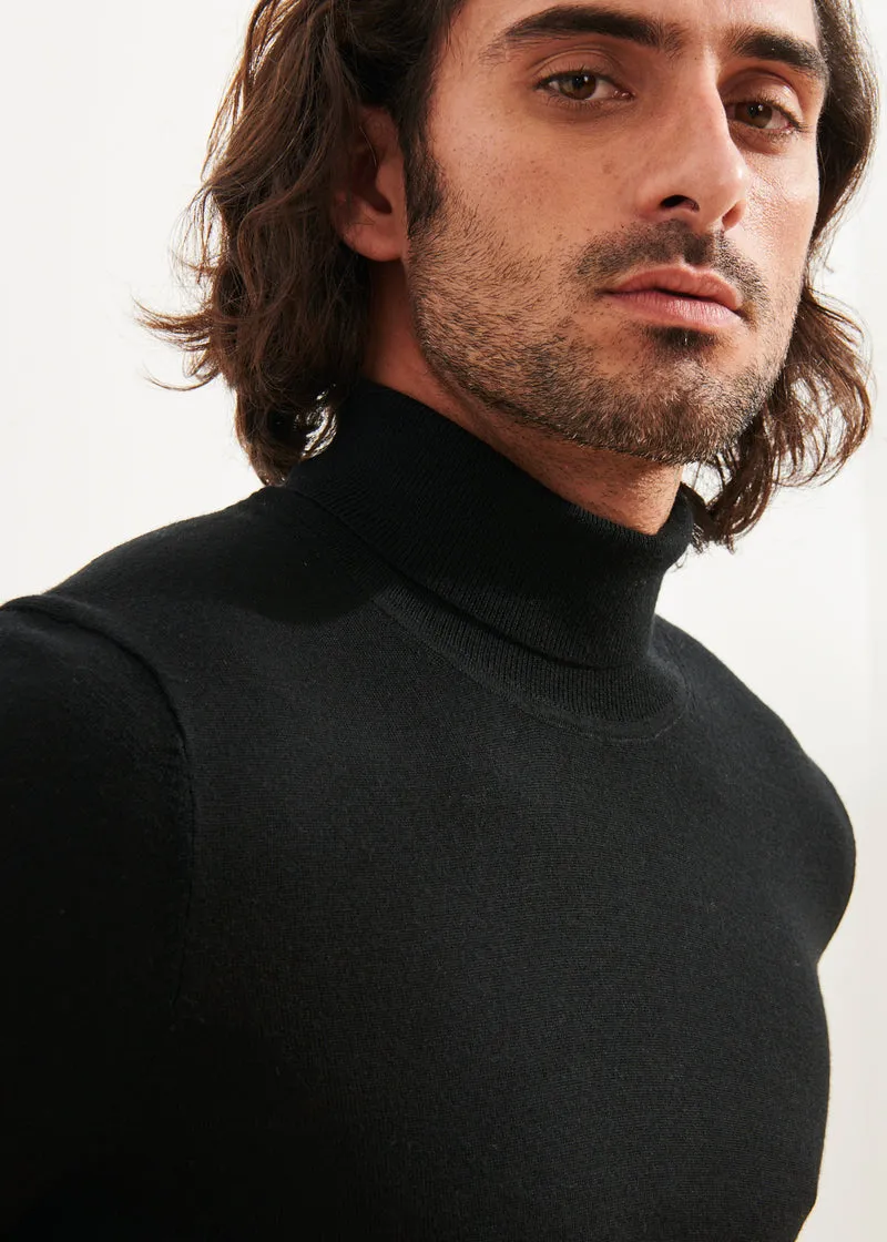 EXTRA-FINE MERINO TURTLENECK - BLACK