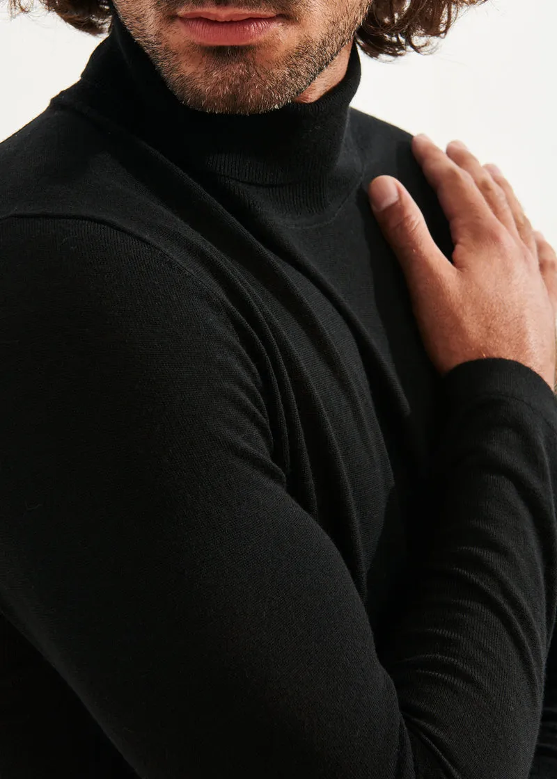 EXTRA-FINE MERINO TURTLENECK - BLACK