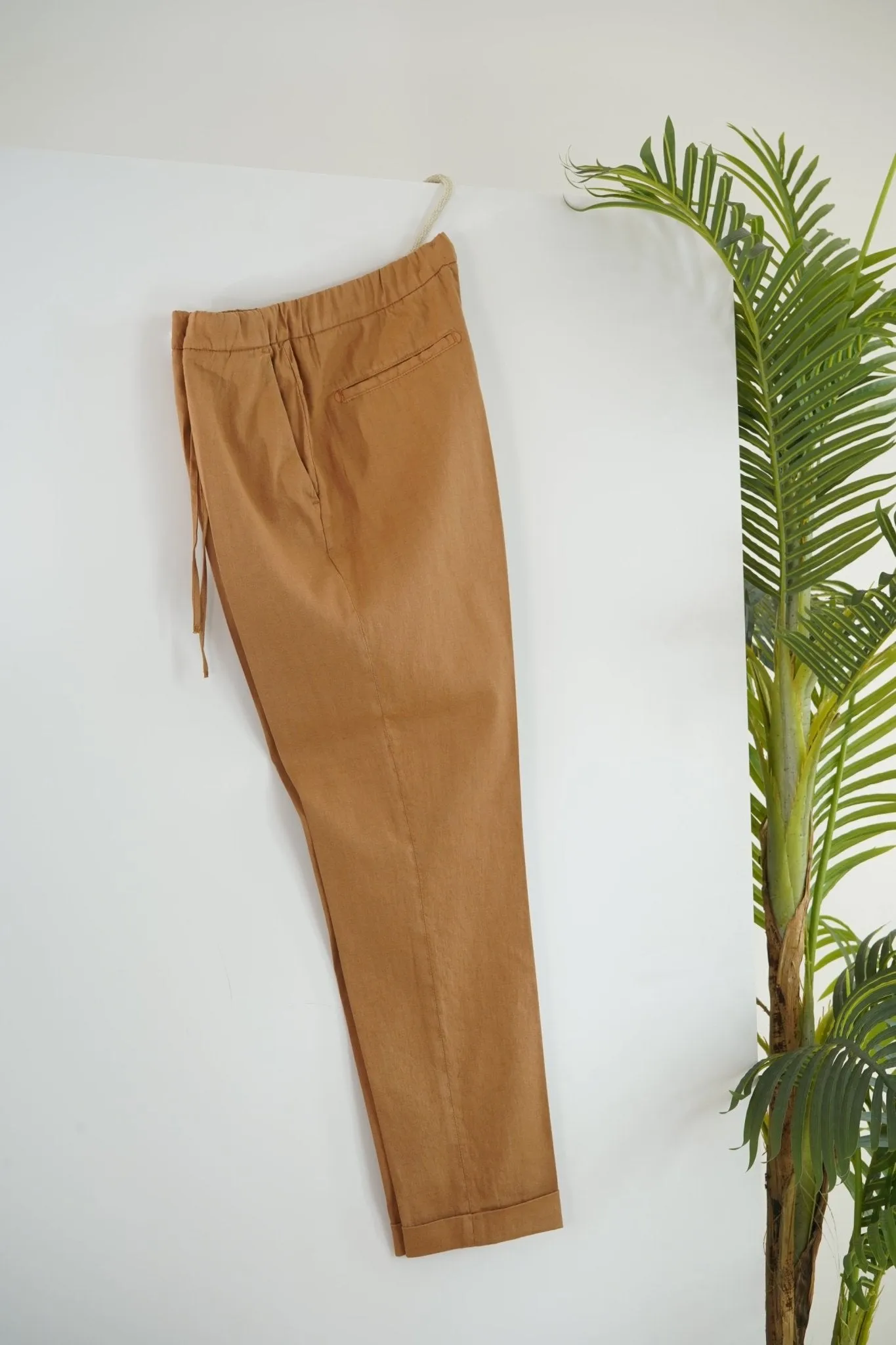 Ferrante Linen/Cotton Trouser in BISCUIT