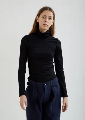 Fitted Inside-Out Long Sleeve Turtleneck Top