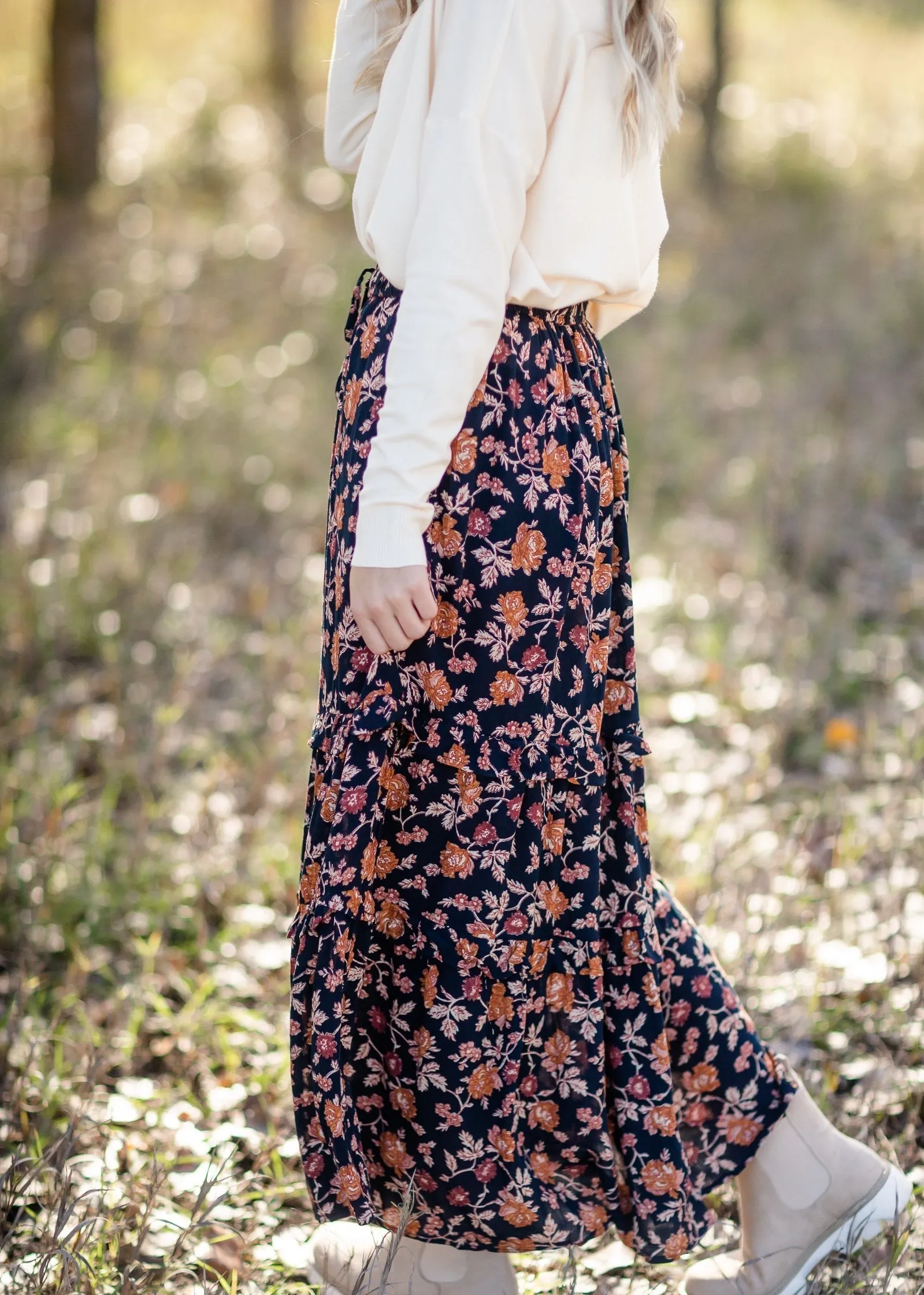 Floral Ruffle Tiered Maxi Skirt - FINAL SALE