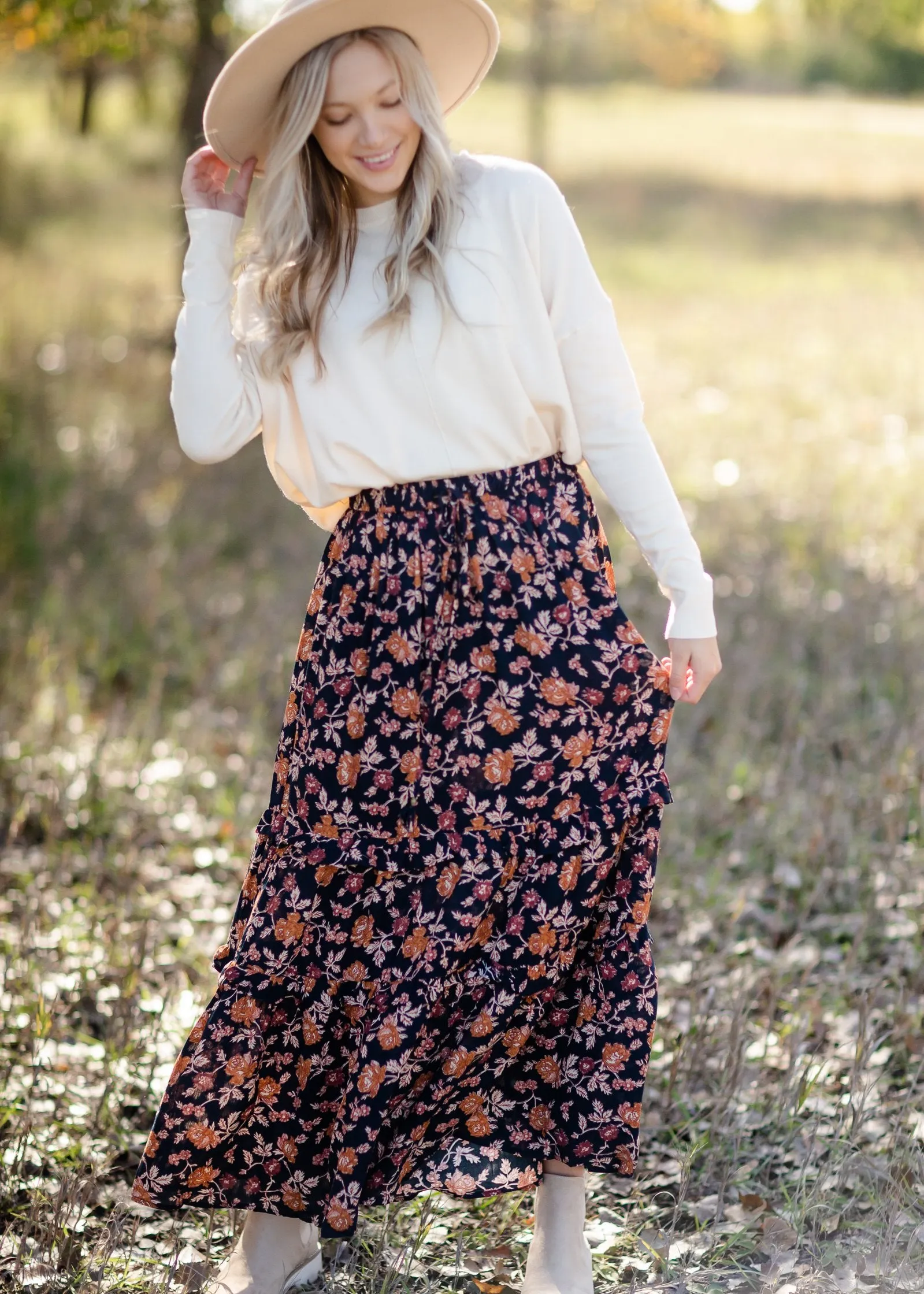 Floral Ruffle Tiered Maxi Skirt - FINAL SALE