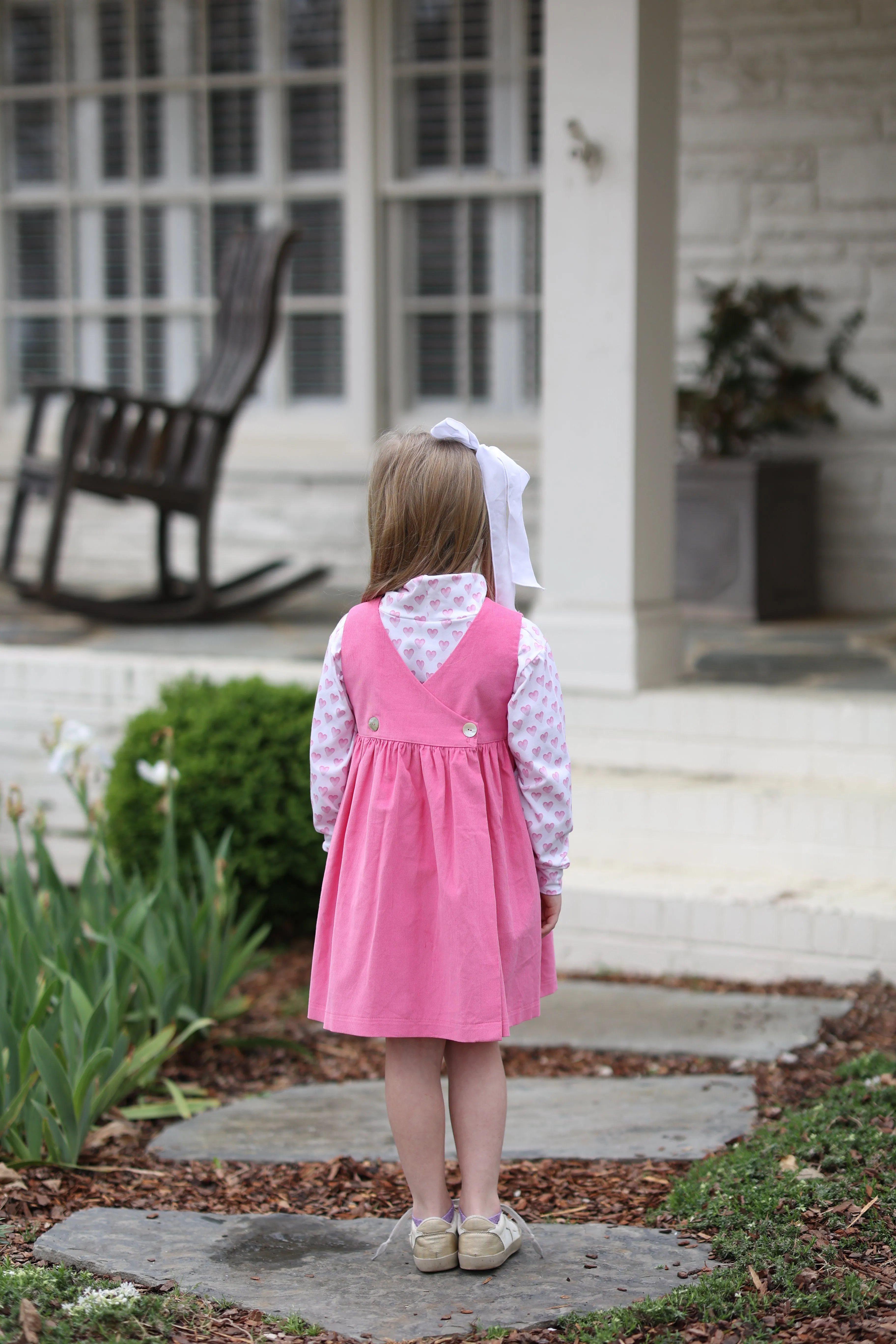 Frances Wrap Dress in Hot Pink Corduroy