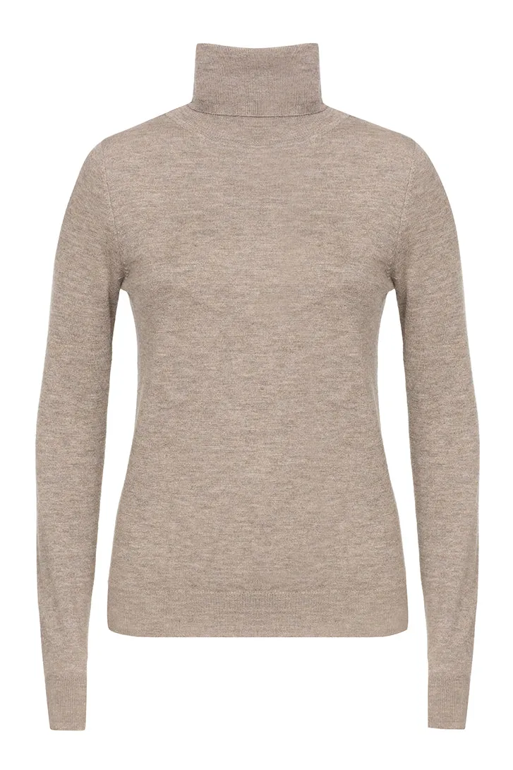 Frederica turtleneck knit | Biscuit - Ultrafine merino-cashmere-silk blend