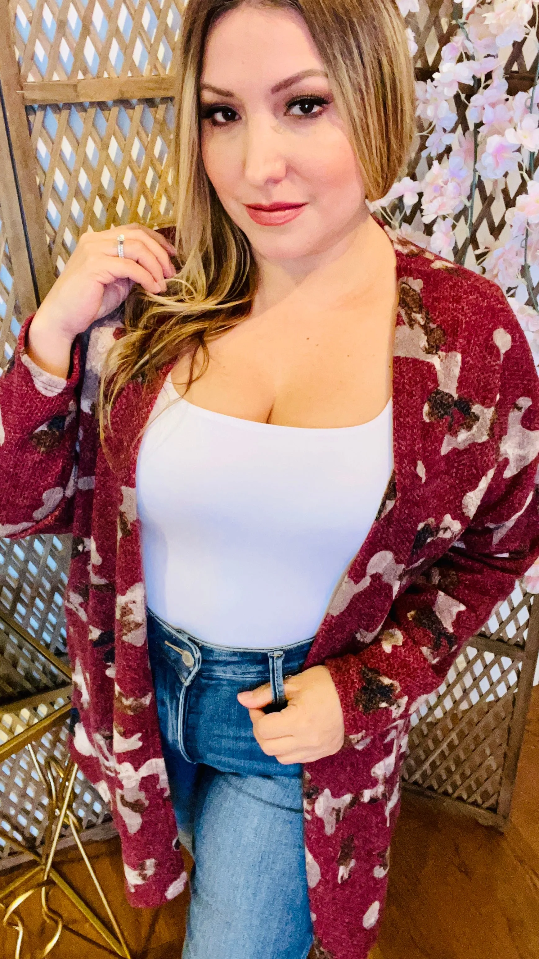 Fun Burgundy Cardigan