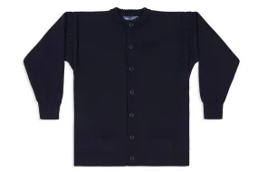 Gents Guernsey Woollen Cardigan In Navy